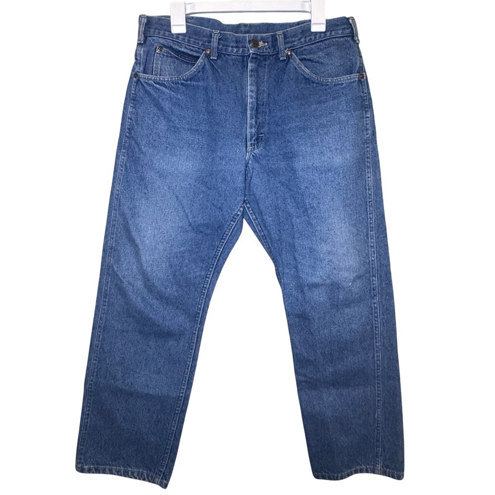 Vintage Lee Jeans Mens 36x30 Classic Straight Leg Denim Blue Jeans 80's
